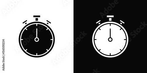 Stopwatch icon silhouette vector flat illustration design pack.