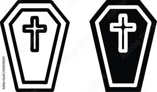 Coffin Cross Icons, Black and White Funeral and Religious Symbols