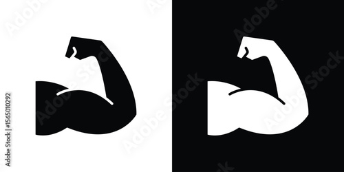 Strong arm icon silhouette vector flat illustration design pack.