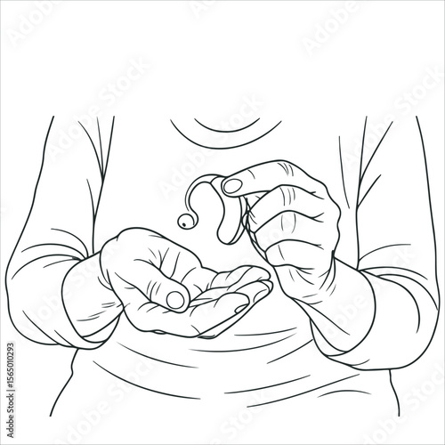 Elderly Hands and Hearing Aid
