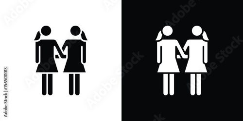 Twin icon silhouette vector flat illustration design pack.