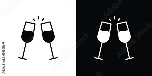 Wine toast icon silhouette vector flat illustration design pack.