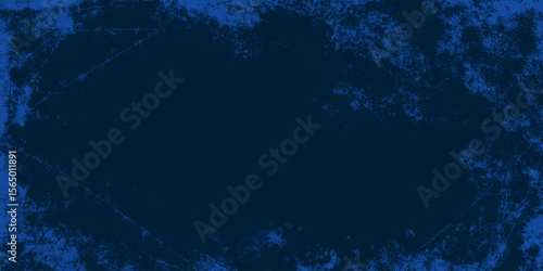 Abstract Grunge Textured Winter Frame in Icy Dark Blue Tones. Vintage ice skating backdrop with scratch marks and torn edges perfect for cards, web, print, covers