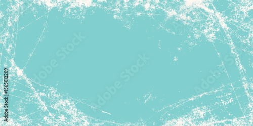 Abstract Grunge Textured Winter Frame in Icy Blue Tones. Vintage ice skating backdrop with scratch marks and torn edges perfect for cards, web, print