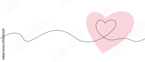 Endless simple line draws the shape of a heart, a symbol of love on a white background, romantic background, vector. Graphic element for valentines, weddings, greetings