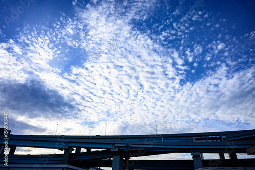 うろこ雲と高速道路