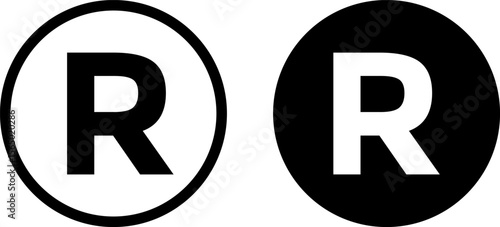 Registered icon set. trademark registered icons. R mark. registered and trademark symbol. Intellectual property signs
