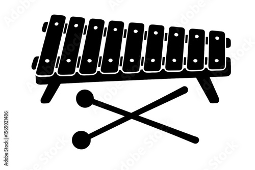 Musical instrument silhouette vector illustration for music posters and cards
