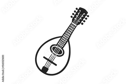 Black and white mandolin vector illustration for music designs