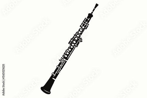 Black silhouette oboe vector illustration for musical designs and print projects