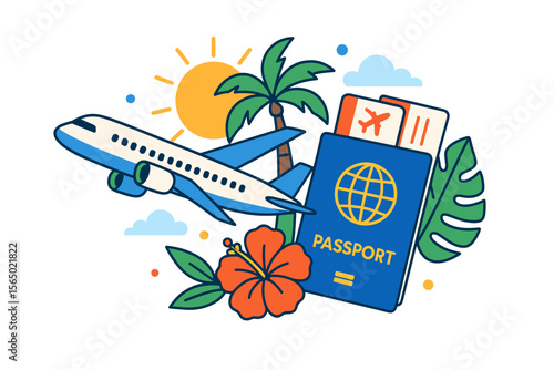 Travel adventure vector illustration: vacation planning and holiday journey design