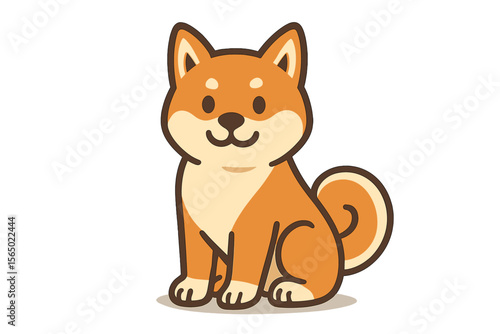 Adorable shiba inu dog vector illustration in flat style for pet-themed designs