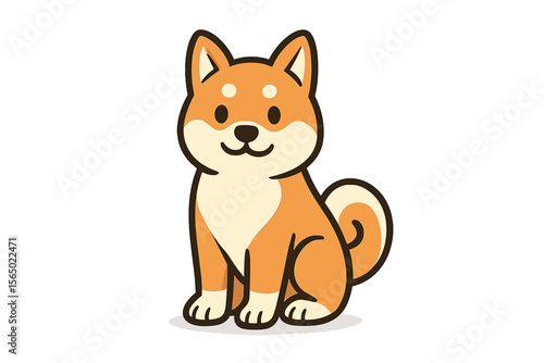 Cute shiba inu dog vector illustration in flat cartoon style