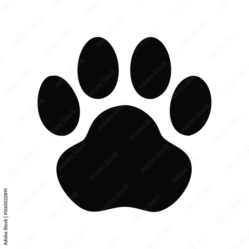 Black Paw Print Silhouette Vector Icon for Animal Lovers. Black Paw Print Silhouette Vector Icon for Animal Lovers.