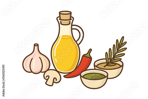 Italian cuisine ingredients vector illustration for cooking and recipe design in cartoon style