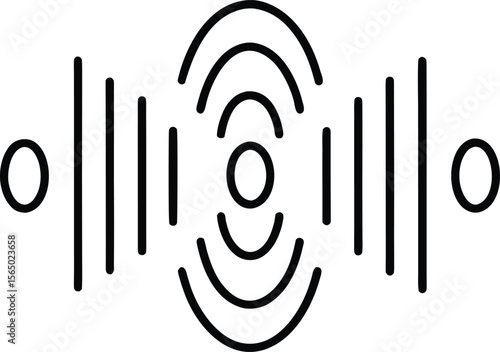 Abstract sound waveform visualization for voice recognition technology isolated on transparent background