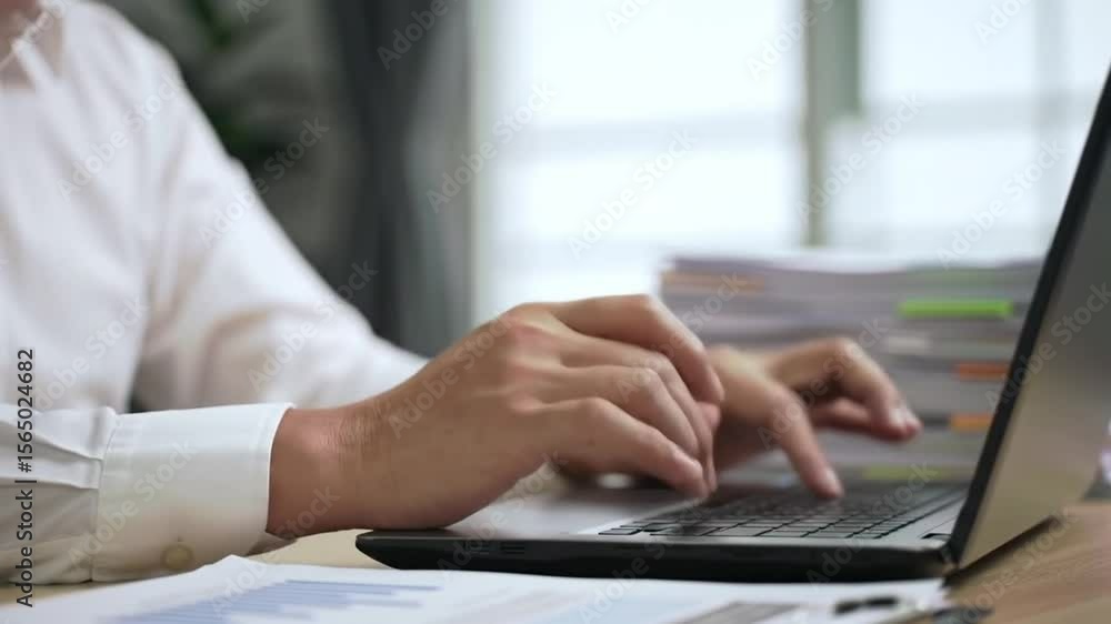 Productivity Prowess: A Close-Up of Laptop Typing for Business Operations Productivity Prowess: A Close-Up of Laptop Typing for Business Operations