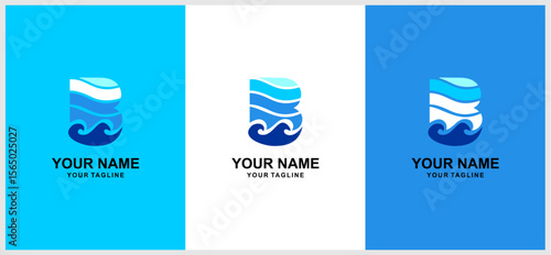 letter B blue water wave 1.eps