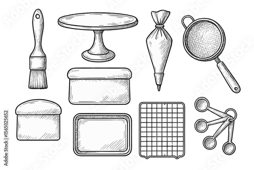 Hand drawn baking tools vector illustration for kitchen art and decorative design