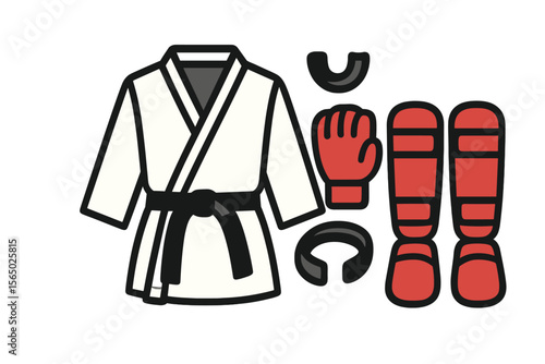 Karate equipment vector illustration for martial arts design in flat style