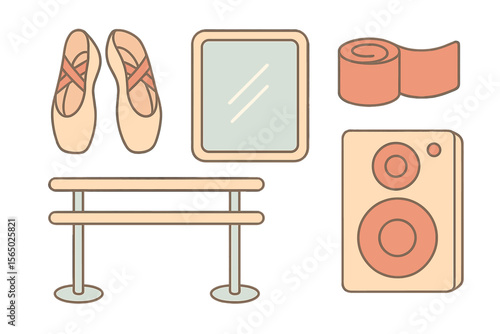 Wallpaper Mural Ballet studio essentials vector illustration with shoes and mirror in flat style for dance design Torontodigital.ca