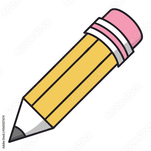 Yellow pencil with pink eraser writing drawing