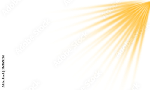 Bright yellow light rays or energy beams radiating from corner on white background, great for comic or action design	