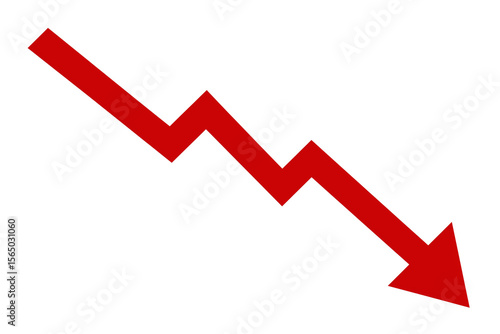Red arrow graph, business stock market investment down fall direction loss stock market crash 2025, Down fall trend red arrow graph, Red arrow chart graph in downward direction, concept of stock marke