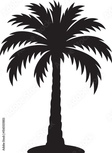 Palm tree silhouette simple vector design, Island tropical tree clean outline