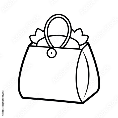Party Goodie Bag Outline Line Art Vector