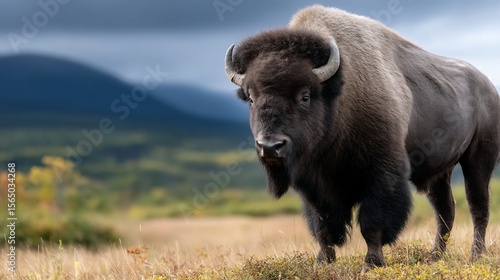 Majestic Bison in Autumnal Landscape