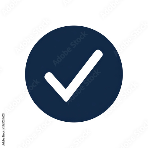 White checkmark on clean round navy blue button PNG