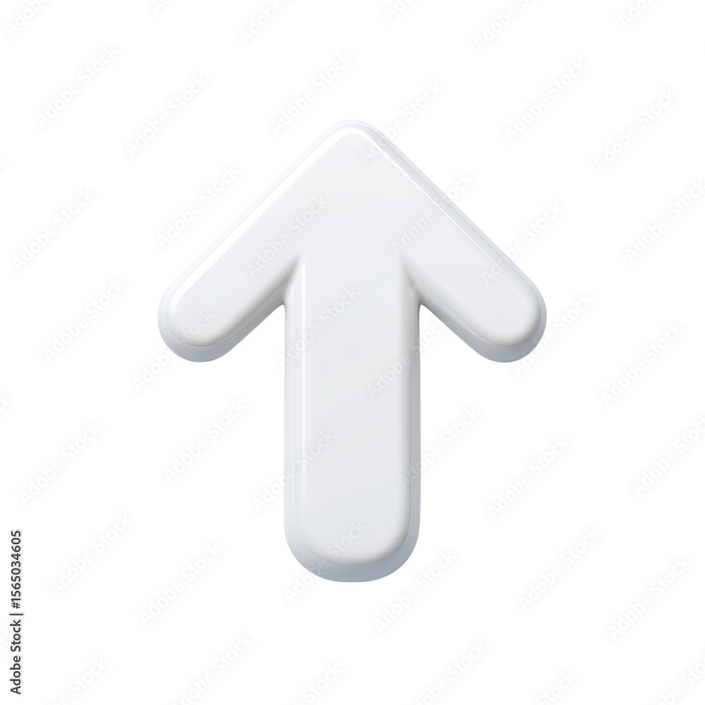White glossy upward arrow icon with soft rounded edges PNG White glossy upward arrow icon with soft rounded edges PNG