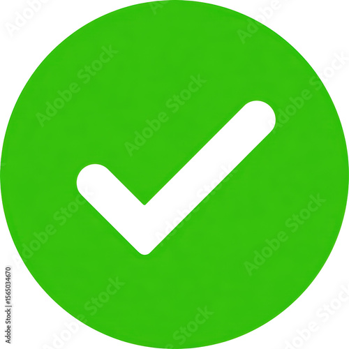 White checkmark icon on bright green circular background PNG