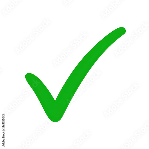 Long green checkmark icon isolated on white background