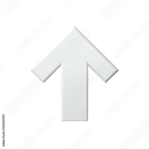 Light gray 3D up arrow icon with folded wing design