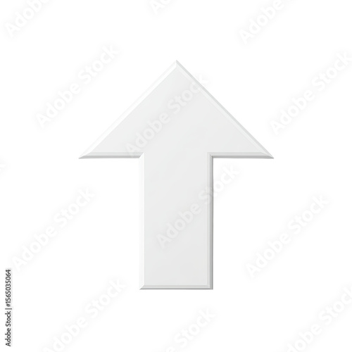 Flat white upward arrow icon isolated on transparent background