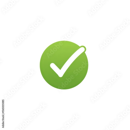 Flat green button with white checkmark PNG