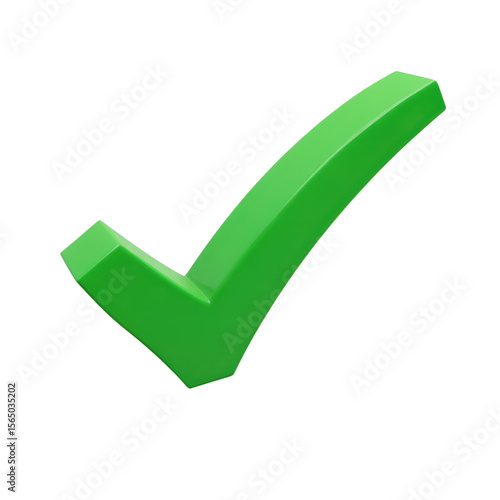 Green 3D checkmark icon in tilted perspective PNG