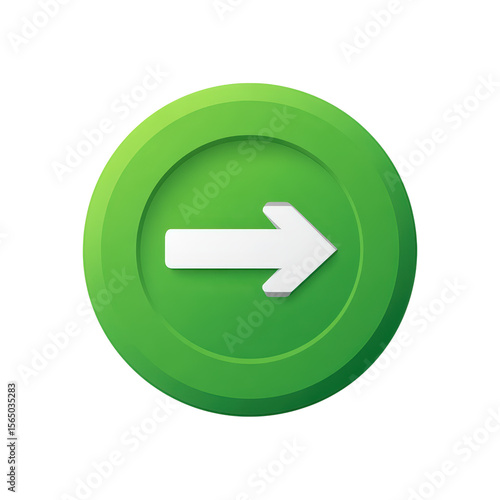 White right arrow on glossy green button PNG