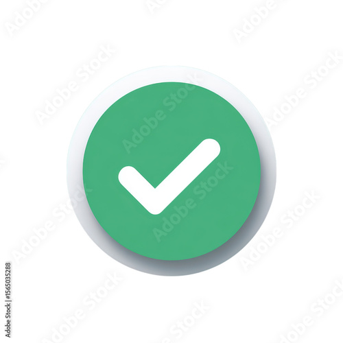 Matte green 3D button with white checkmark PNG