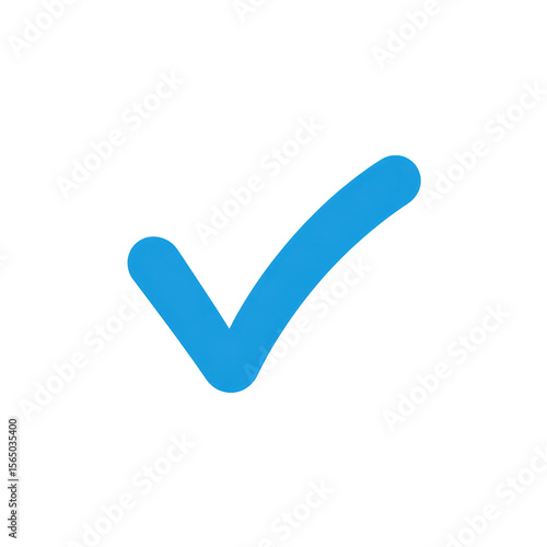 Bold blue curvy checkmark PNG icon isolated on white