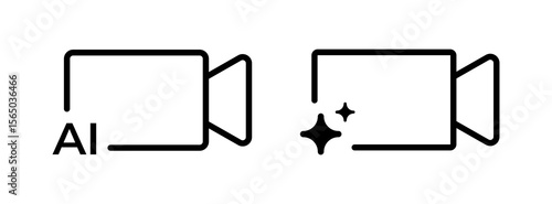 Ai video camera icon. AI artificial intelligence app tools for video, vector symbol