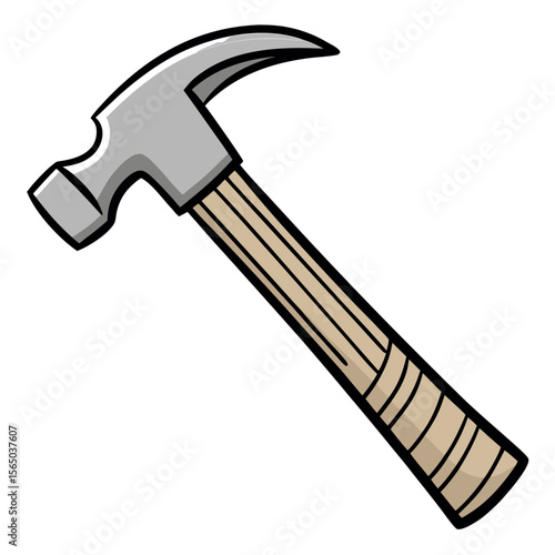 Silver claw hammer with wooden handle tool carpentry
