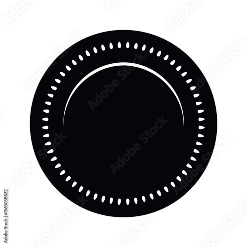 Paper Plate Flat Black Vector Silhouette