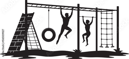 Cat Illustration of a Cat Jumping Over a Tire Obstacle