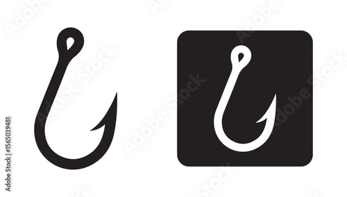 Fish hook logo icon. Fishing hook silhouette vector eps 10