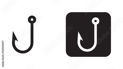 Fish hook logo icon. Fishing hook silhouette vector eps 10