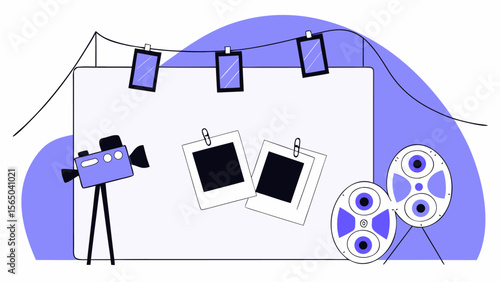 Film Production Tools and Equipment for Movie Making Vector Illustration