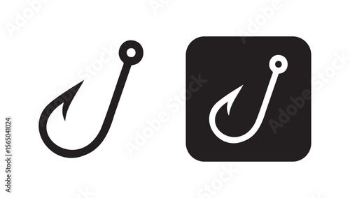 Hook icon logo. Fishing hook symbol. Fishing hook silhouette vector eps 10
